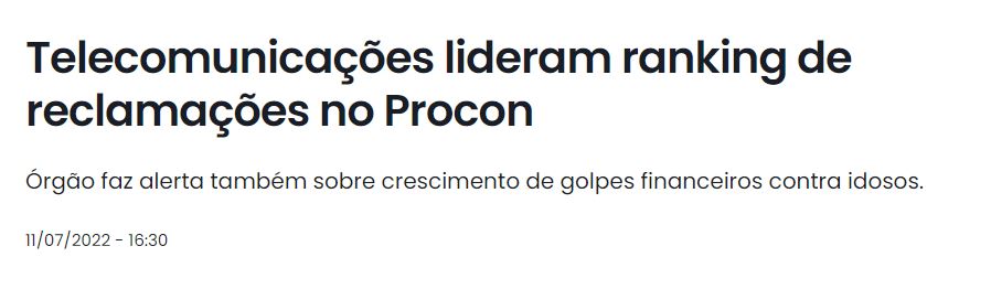 noticia reclamação contra telefonia