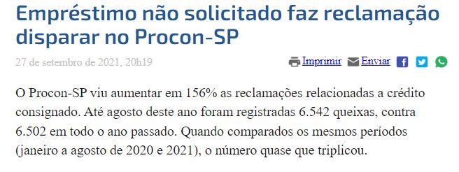 empréstimo consignado não solicitado notícia