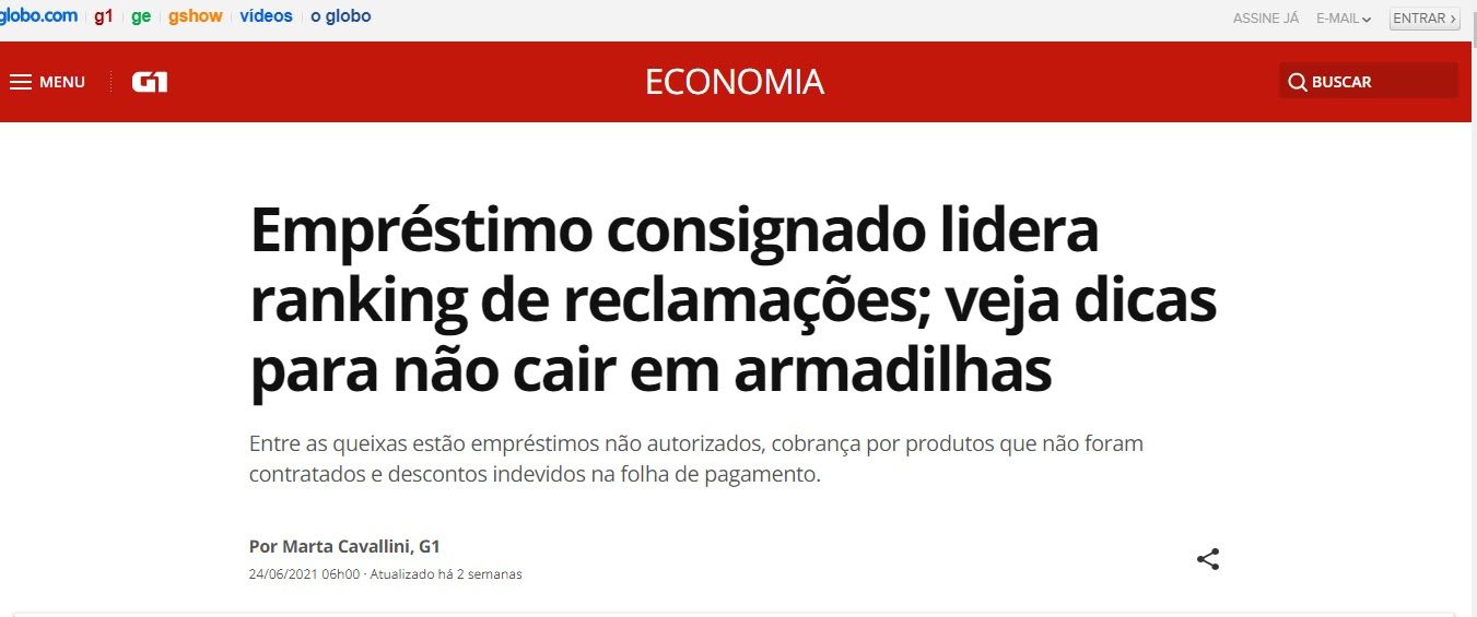 empréstimo consignado lidera ranking de reclamações