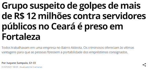 notícia sobre golpe de falsa portabilidade de empréstimo para servidores públicos