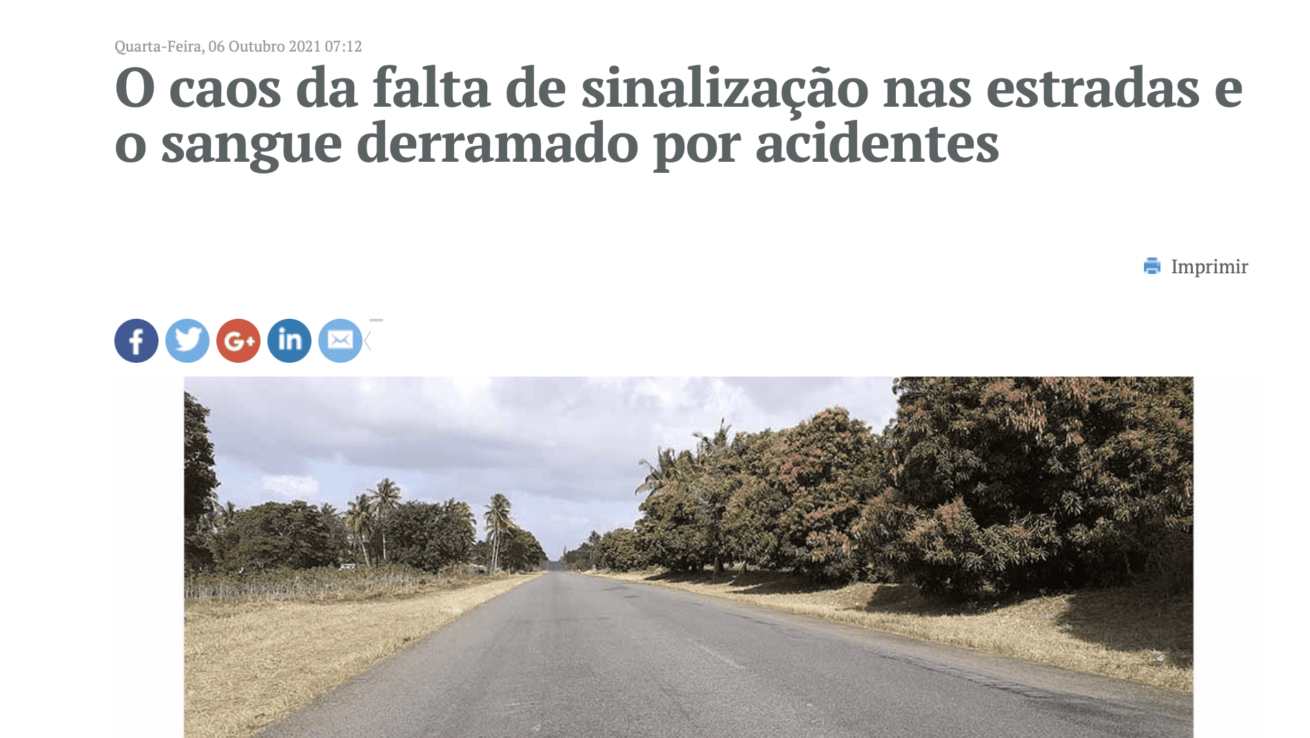 notícia sobre falta de sinalização nas estradas 