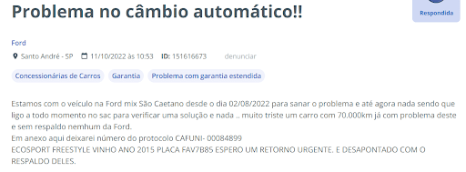 defeito no câmbio powershift relato de consumidor