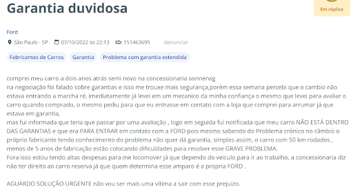 defeito no câmbio powershift relato de consumidor 