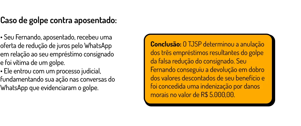 caso de aposentado que conseguiu indenização golpe empréstimo consignado whatsapp